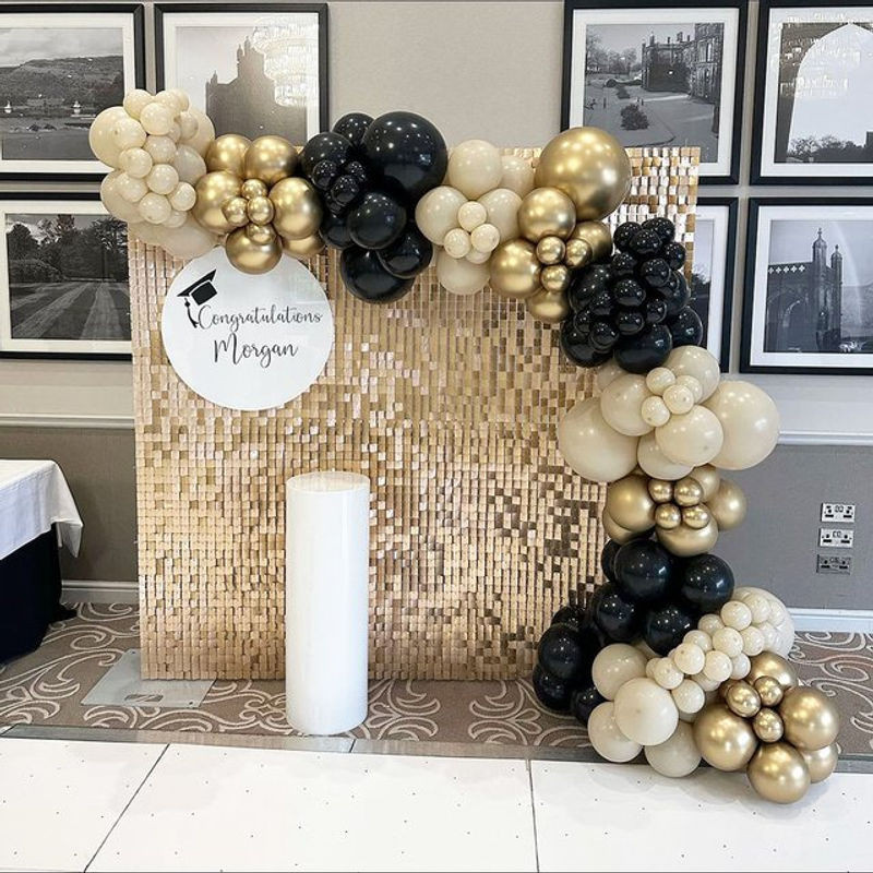 127-teiliges Latex-Ballon-Set für Ballonbögen in Sandweiß, Schwarz und Gold zur Dekoration von Geburtstagen, Hochzeiten und Gender Reveal Partys - Bild 1