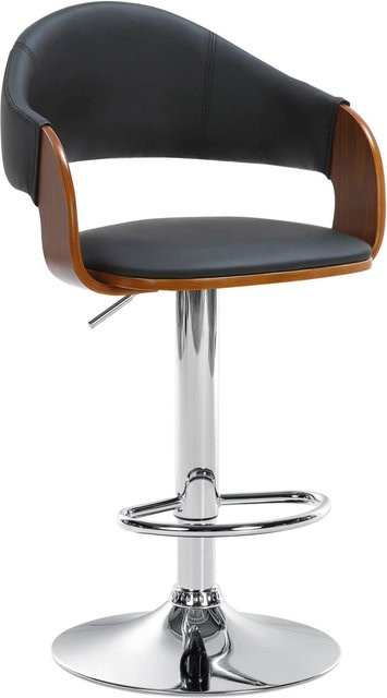 DELUKE Barhocker BOROS Drehbarer Barstuhl aus Kunstleder in Schwarz/Walnuss mit Lehne, B/T/H: 50 x 49 x 89 cm - Bild 1