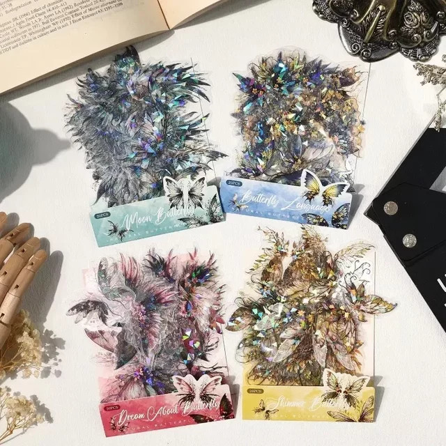 20 Blatt PET-Aufkleber Set mit Gothic-Schmetterlings-Motiven in Multicolour für dein Sammelalbum, Größe: 147 x 95 mm - Bild 1
