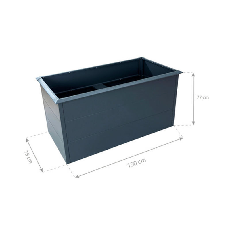 Westmann Hochbeet Primus aus verzinktem Stahl in Anthrazit, Breite: 150 cm, Tiefe: 75 cm, Höhe: 77 cm - Bild 4