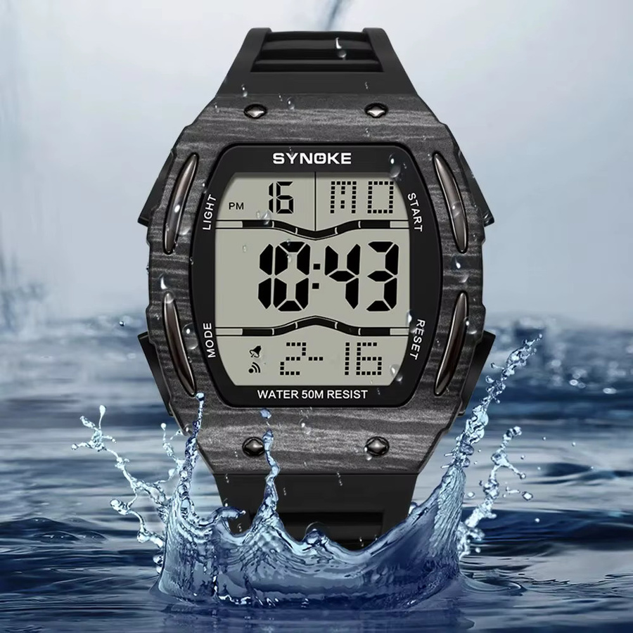 Synoke Digitaluhr, Kunststoff, Silikon, Schwarz, Herren - Bild 4