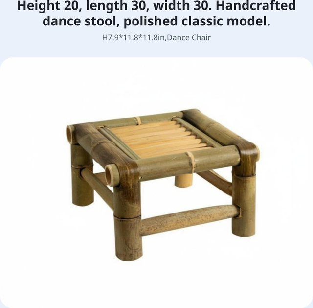 Handgefertigter quadratischer Bambus-Hocker im Retro-Design von Binchi Outdoor Product in Braun und Beige - Bild 1
