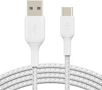 Belkin USB-C auf USB-A Kabel, geflochten, Weiß, Länge: 2 m - Bild 1