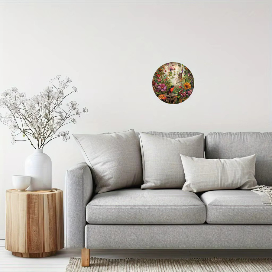 Potdemiel Rustikale Aluminium-Wandkunst mit floralem Design in Mehrfarbig, Rund, Durchmesser: 20 cm - Bild 3