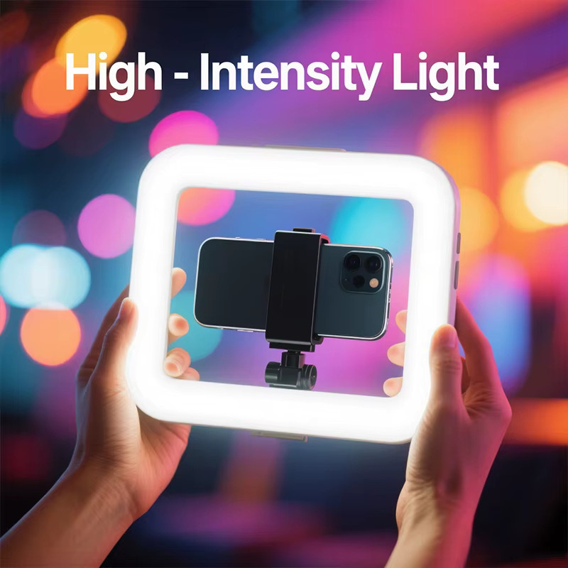 SZKOSTON Tragbares Ring-LED-Licht für Handy-Livestreaming und Fotografie, wiederaufladbar, in Schwarz oder Weiß - Bild 1