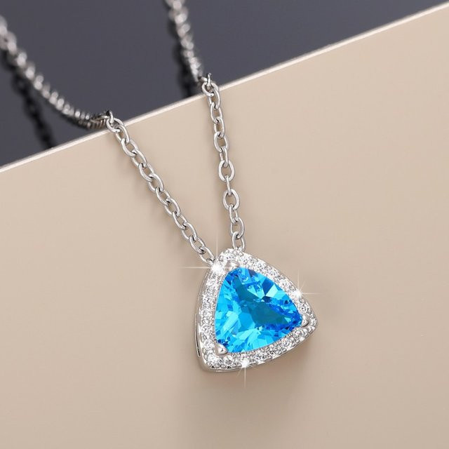 Huitan Halskette mit Anhänger, blaue Zirkonia, Damen - Bild 1