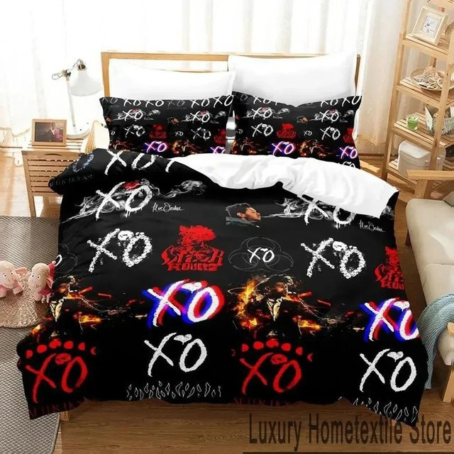 Bettwäscheset XO The Weeknd mit 3D-Druck in Schwarz, bestehend aus Bettbezug und Kissenbezug, B/H: 140 x 210 cm - Bild 1