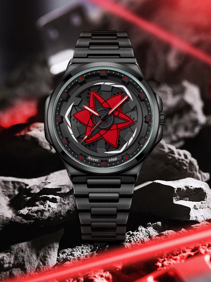 Herrenuhr, Quarz, Edelstahl, Schwarz, Drehbar, Analoguhr - Bild 2