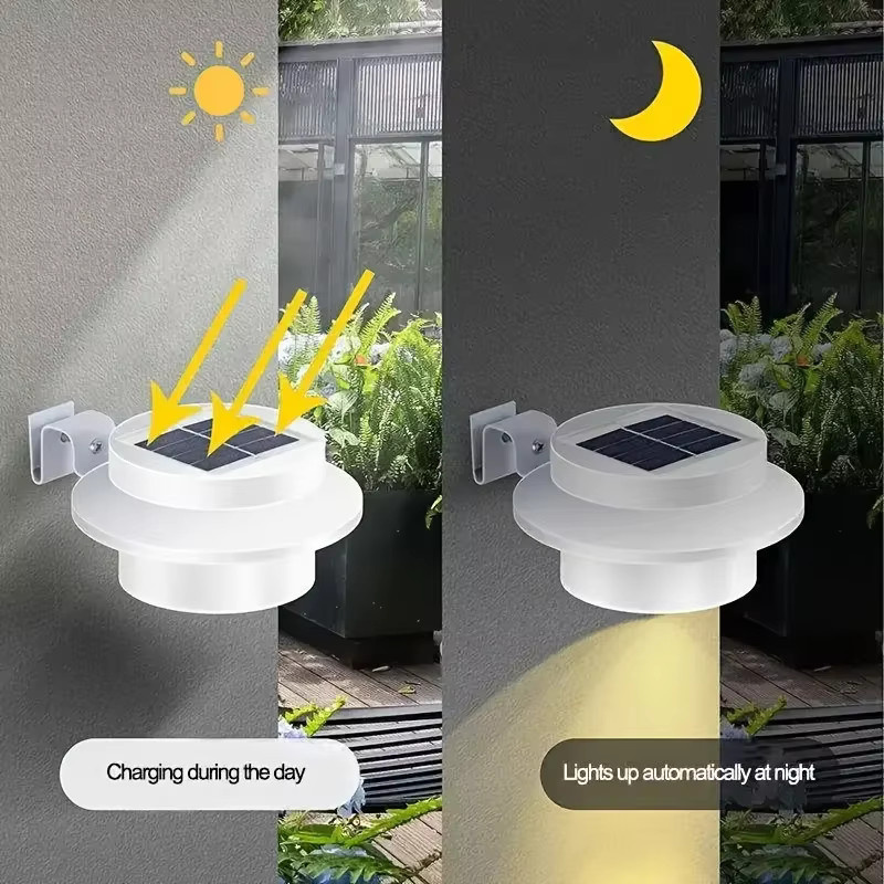 XIWANGFIRE Solar-LED-Wandleuchten in Weiß für Außenbereich, Veranda und Zaun, wasserdicht mit integrierter LED - Bild 3
