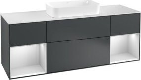 V&B Waschtischunterschrank Finion mit Wandbeleuchtung, Breite: 160 cm, Tiefe: 50,1 cm, Höhe: 50,1 cm, lackiert in matt blau - Bild 1