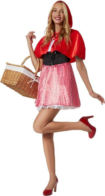 tectake Damenkostüm Rotkäppchen, Fantasy, Rot, Plüsch / Textil - Bild 1