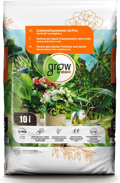 GROW by OBI Torffreie Zimmerpflanzenerde für Zimmerpflanzen und Palmen 10 l - Bild 1