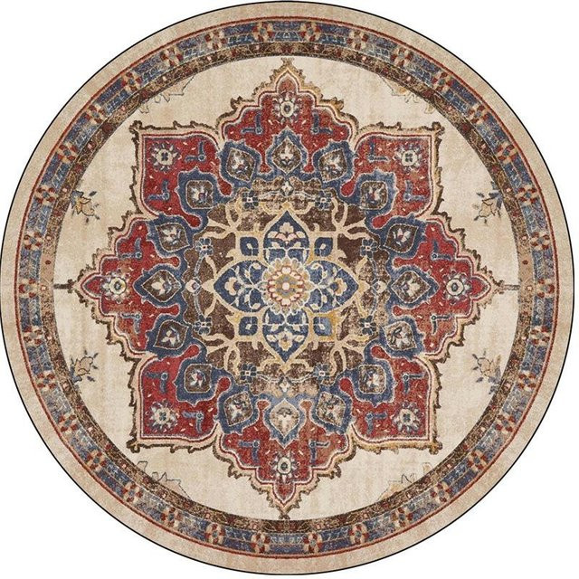 Lodestar Rundteppich im Retro-Boho-Stil, Mehrfarbig, Durchmesser: 80 cm - Bild 1
