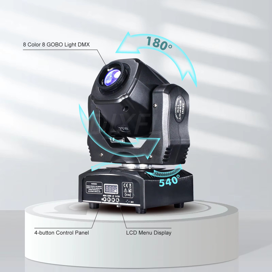 DJXFLI 75W LED Moving Head Scheinwerfer mit RGB-Effekten in Schwarz - Bild 2