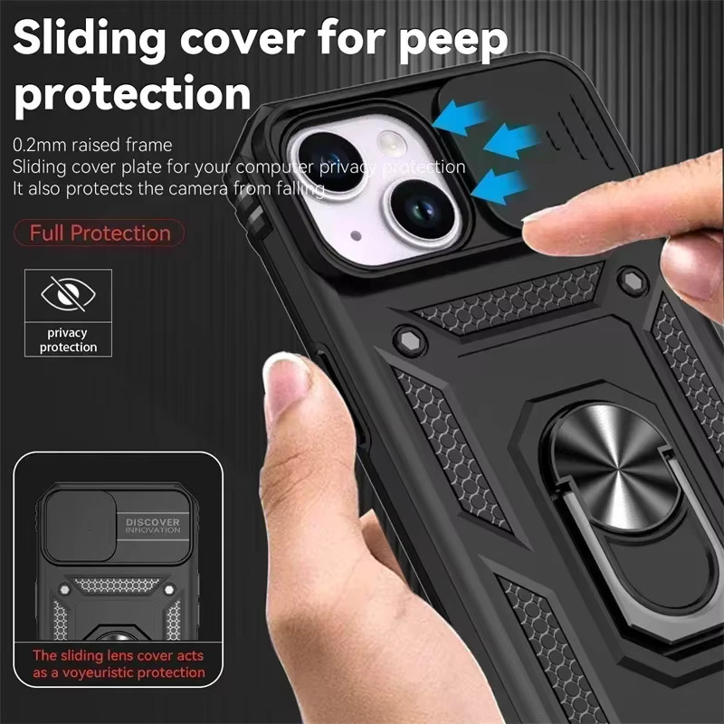 Heavy Duty Armor Schutzhülle mit Ständer für iPhone 15 Pro Max, iPhone 14, 13, 12, 11 Pro Max und Plus in Schwarz - Bild 4