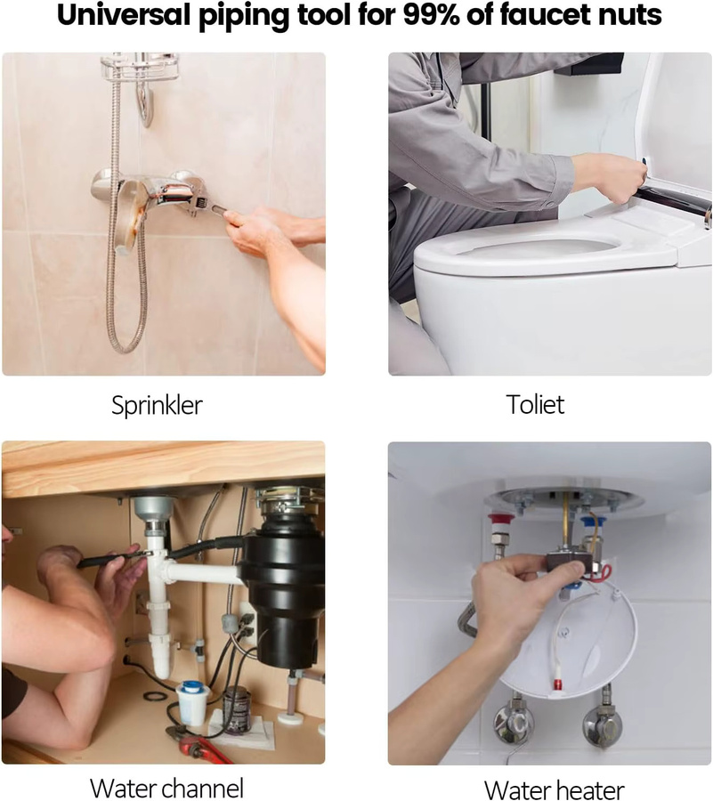 NIUXIANG Multifunktionaler Sanitär-Schlüssel aus Carbonstahl in Schwarz für Waschbecken- und Wasserhahn-Reparaturen in Bad und Küche - Bild 4