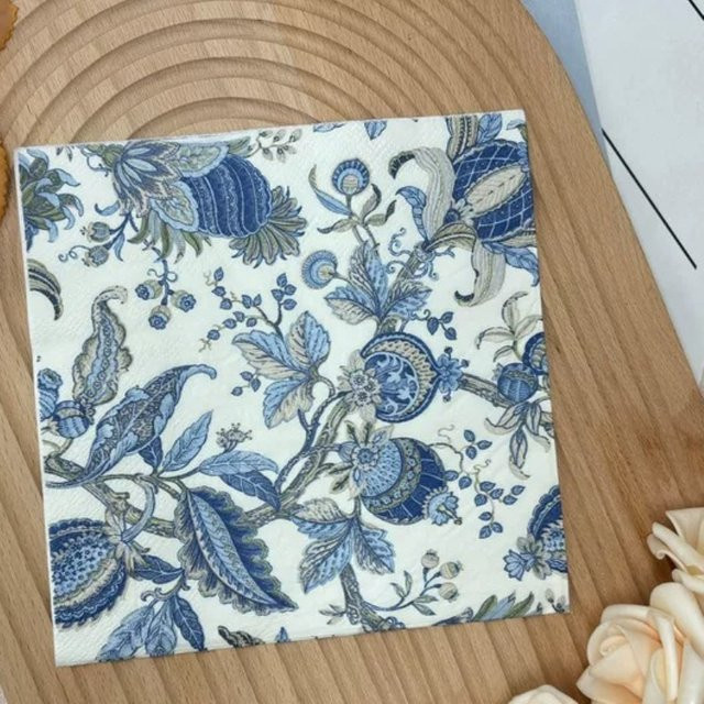 GUANYAO 20 Stück 2-lagige Servietten mit blau-weißem Vintage-Floral-Muster, B/B: 33 x 33 cm - Bild 1