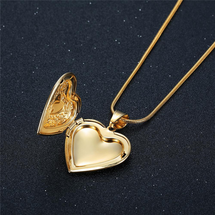 MAISCHE ZONE Anhänger Herz Foto Medaillon, Edelstahl, Gold, 40cm, Unisex - Bild 1