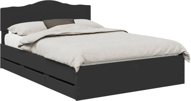 vidaXL Bettrahmen mit Schubladen in Schwarz, modernes Design aus Holzwerkstoff, B/T/H: 150 x 200 x 33,94 cm - Bild 1