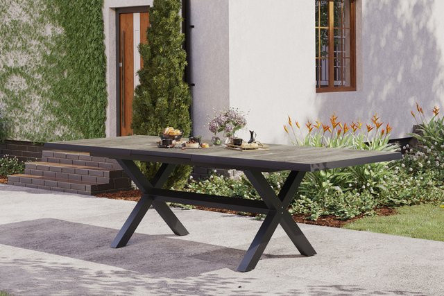 Siena Garden Sincro Ausziehtisch für Garten und Terrasse aus Aluminium und Keramik in Anthrazit und Natur-Grau, B/T: 260 x 100 cm (ausziehbar auf 200 x 100 cm) - Bild 3