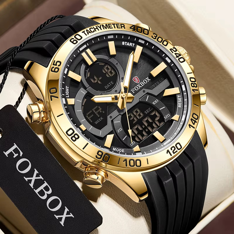 FOXBOX Chronograph, Quarz, Gold, Bicolor, Schwarz, Herren - Bild 3