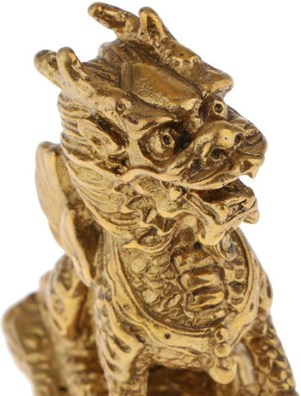 Kesoto Feng Shui Ornament Chi Lin Kylin Statue in Gold aus Metall für Wohnzimmer und Büro - Bild 1
