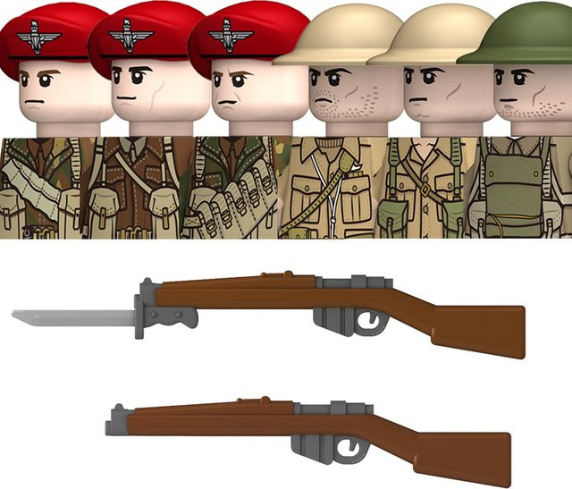 Brangdy MOC WW2 Großbritannien Militär Soldaten Bausteine Set mit Infanterie Helmen und Waffen in Mehrfarbig - Bild 1