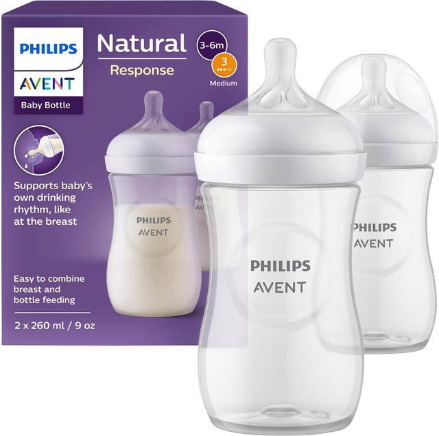 Philips Avent Natural Response Babyflaschen 2er-Pack, 260 ml, weiß und transparent, BPA-frei - Bild 1