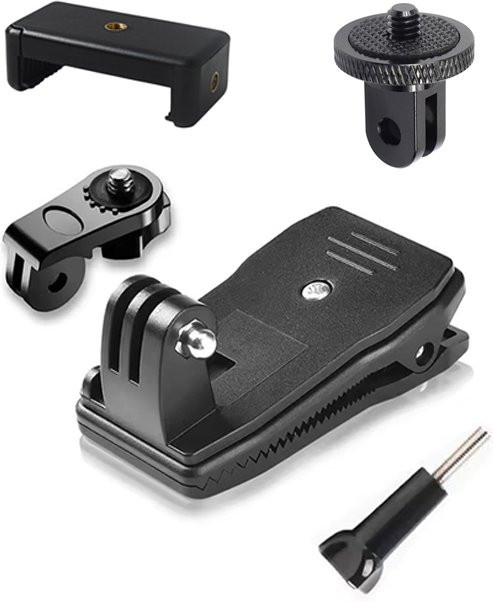 Schulter-Kameragurt und Rucksack-Clip für GoPro Hero 13 12 11 10, Insta360 X5 X4 und DJI Action 6 5Pro 4 in Schwarz - Bild 1