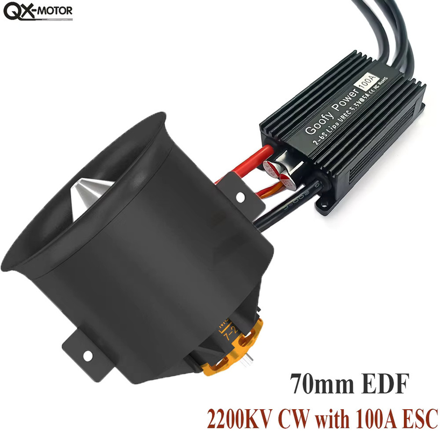 QX-MOTOR 70mm EDF 12-Blatt Impeller CW CCW QF3027 2200KV Bürstenloser Motor mit 100A ESC, Zubehör, Metall, Schwarz - Bild 3