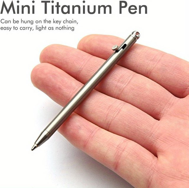 Reiner Mini Kugelschreiber aus Titan als kompakter Schlüsselanhänger in Silber/Grau - Bild 1