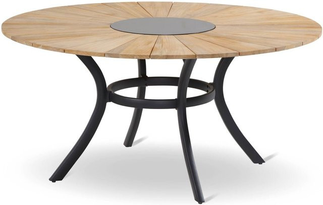 Hartman Provence Esstisch aus Aluminium und Teakholz in Xerix/Natur mit integriertem Eiskühler, Durchmesser: 150 cm - Bild 1
