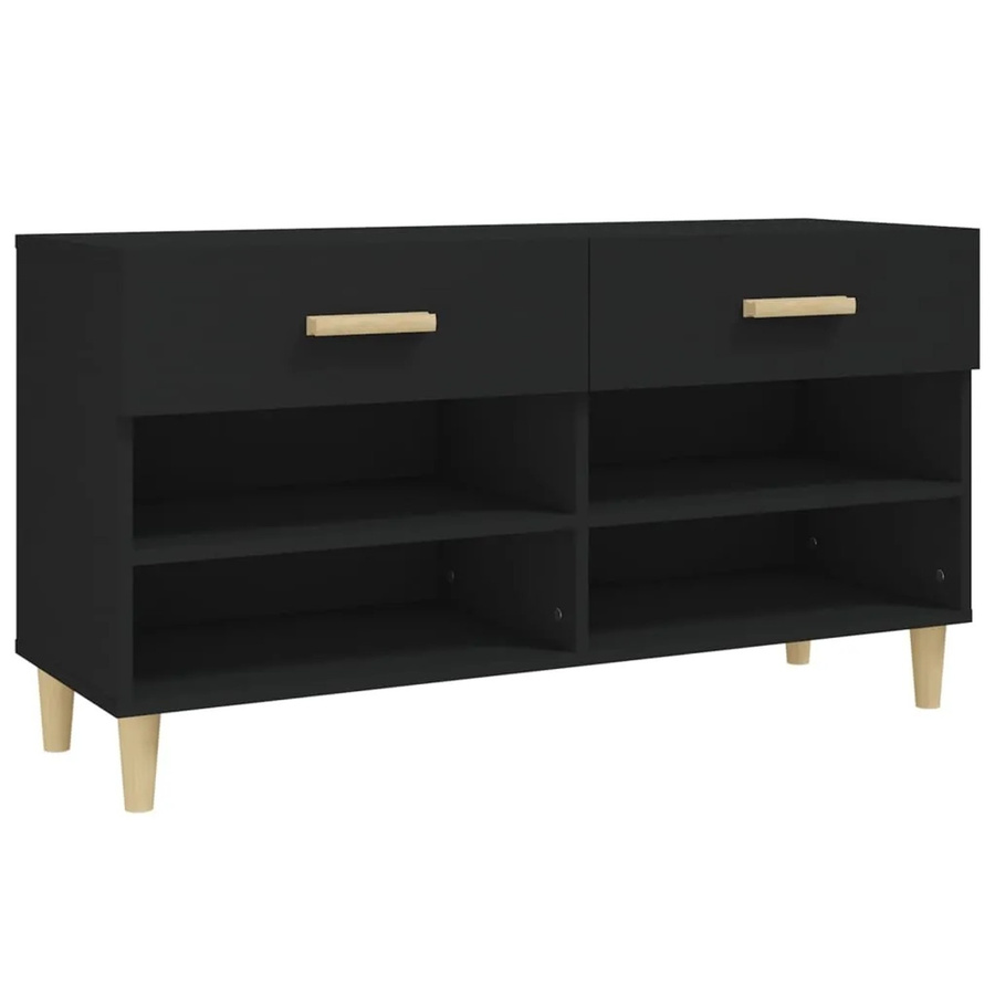 vidaXL Schuhschrank Schwarz aus Holzwerkstoff B/T/H: 102 x 35 x 55 cm - Bild 2