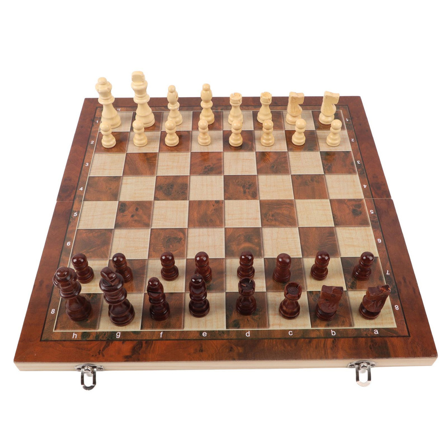 Happy Time For kids Schach Dame Set aus Holz mit klappbarem Holzbrett - Bild 2