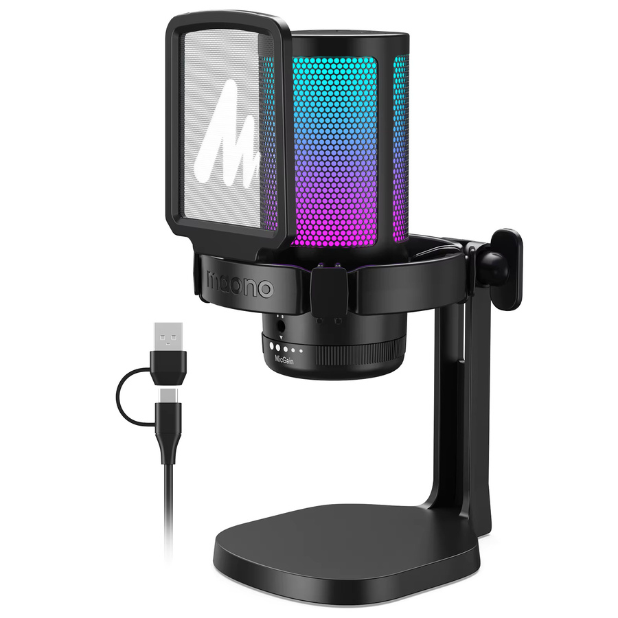 Maono DGM20 USB-Gaming-Mikrofon in Schwarz mit RGB-Beleuchtung für PC, Streaming und Podcasts mit Geräuschunterdrückung und Tap-to-Mute-Funktion - Bild 6