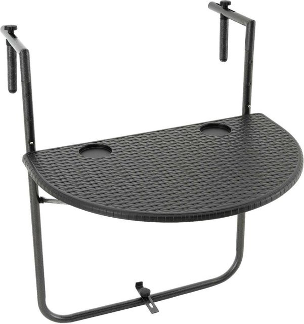 VCM Balkonhängetisch aus Polyrattan in Schwarz, klappbarer Wandklapptisch, B: 59 cm, H: 83 cm, T: 63 cm - Bild 1