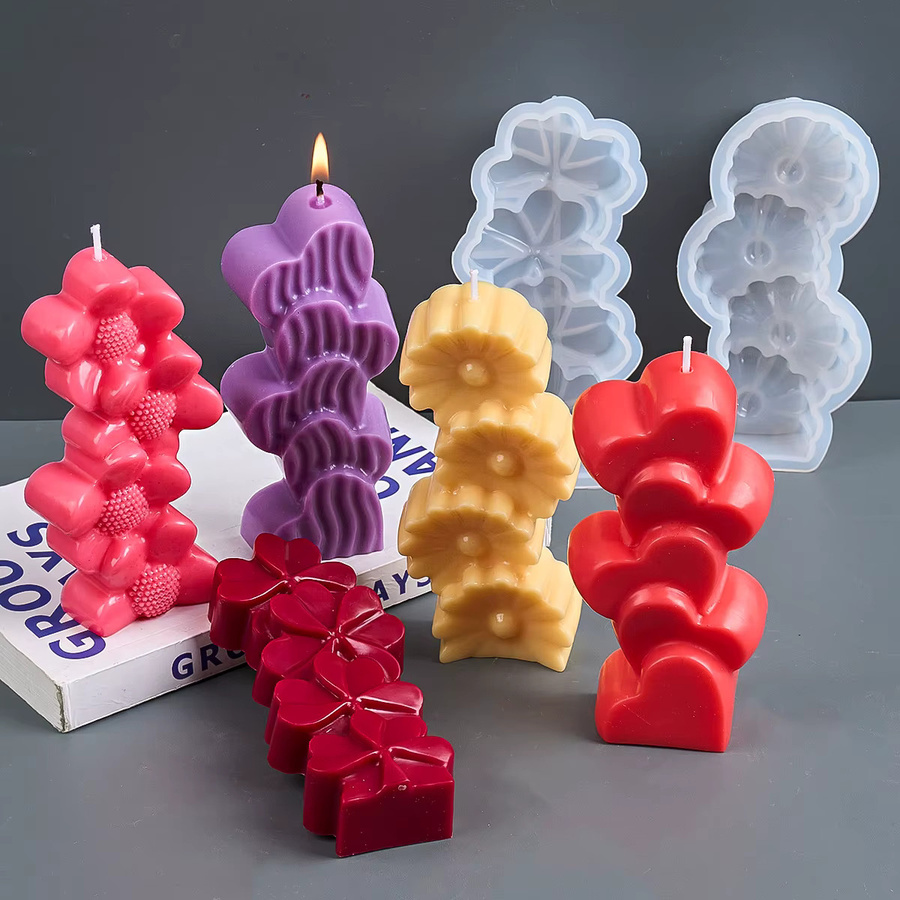 UDOCOOL Silikonform für DIY Duftkerzen und Seifen mit Blumen- und Herzdesign - Bild 2
