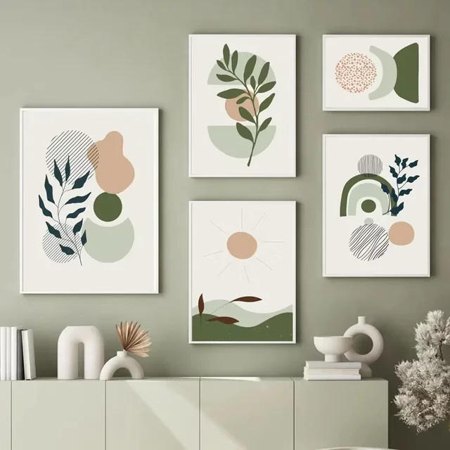 Potdemiel Mid-Century Modern Wandbilder als abstrakte und botanische Leinwanddrucke in Mehrfarbig - Bild 1
