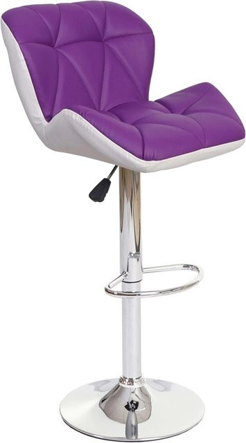 PROREGAL Barhocker mit Lehne aus Kunstleder in Lila, höhenverstellbar mit 360 Grad Drehsitz und verchromtem Stahlgestell, Sitzhöhe: 62-83 cm - Bild 1