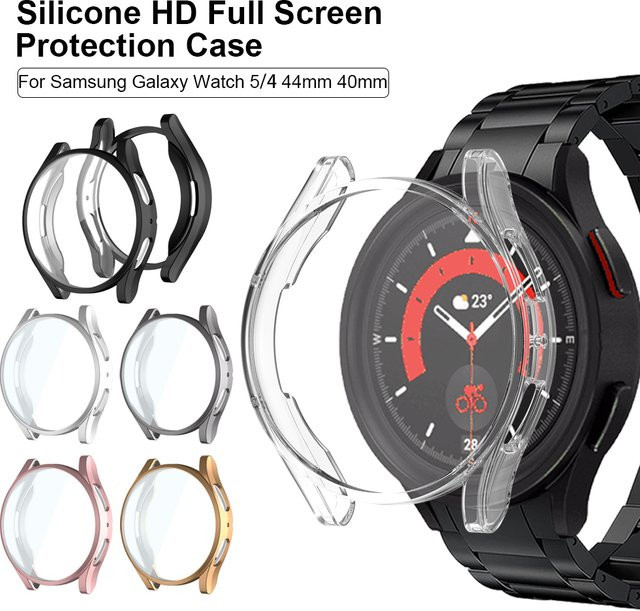 Samsung Schutzhülle für Galaxy Watch 5 44 mm 40 mm, Silikon, pink, transparent - Bild 1