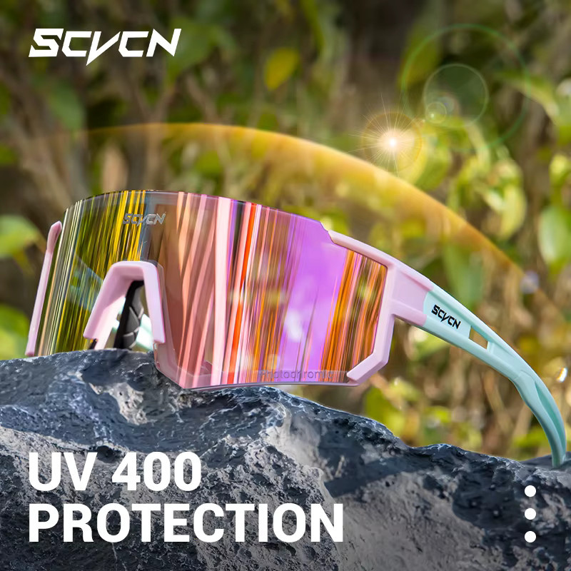 SCVCN Sportsonnenbrille, Vollrand, Kunststoff, Photochrom - Bild 3