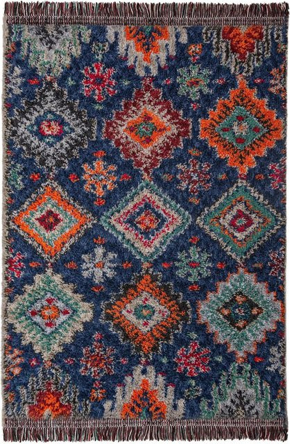 Flair Rugs Hochflorteppich Jakob Shaggy in Dunkelblau und Multicolour, B: 200 cm, T: 300 cm - Bild 1