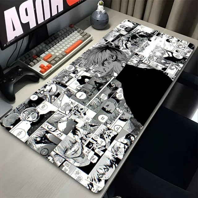 Japan Anime Tokyo Ghoul Mauspad Kaneki Ken Schreibtischunterlage Schwarz-Weiß für Gaming und Laptop - Bild 1