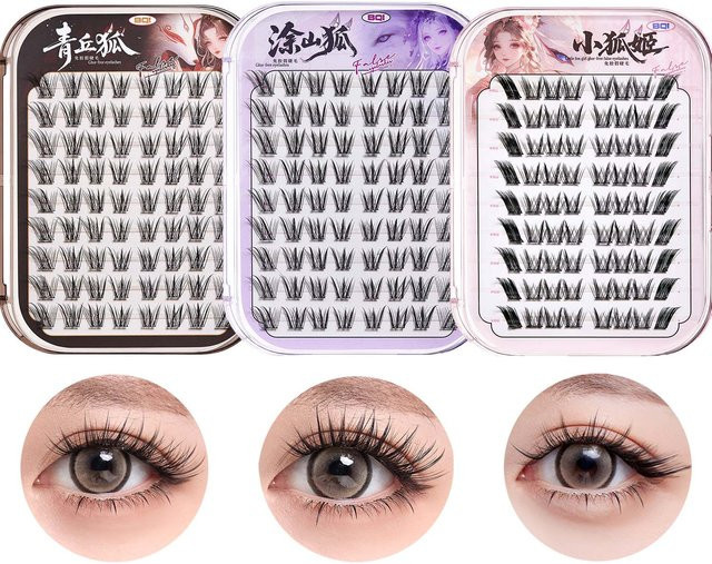BQI Fox Style Künstliche Wimpern, Schwarz, Selbstklebend, Unisex - Bild 1