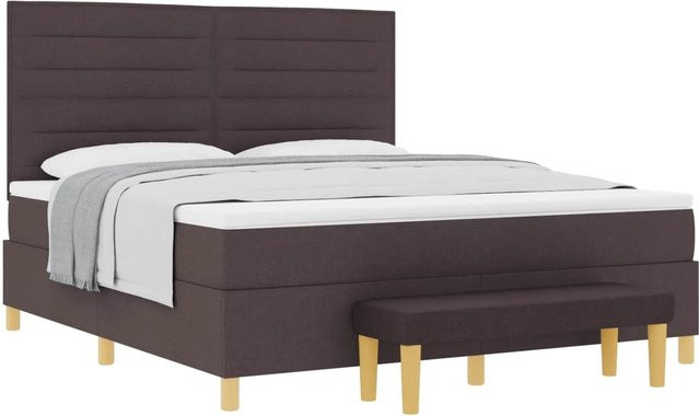 vidaXL Boxspringbett mit Matratze in Braun, B/T/H: 180 x 200 x 128 cm - Bild 1