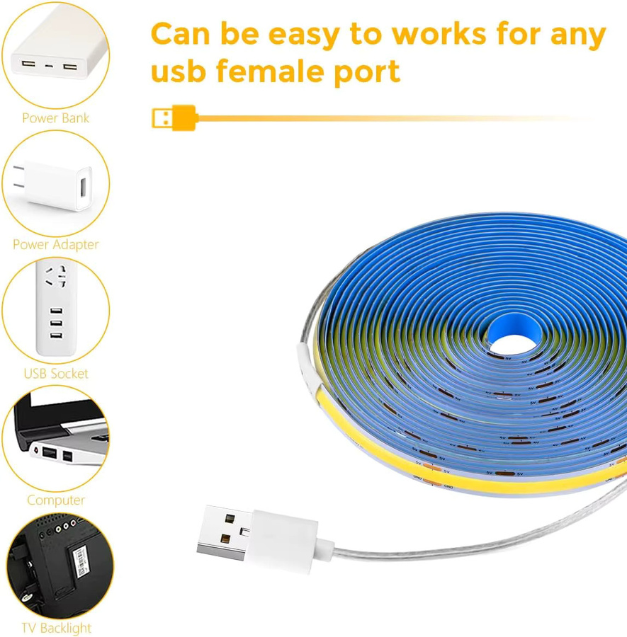 Acosh Neon COB LED-Streifen mit Handsensor, USB-betrieben, weißes Silikon-Band, flexibel und zuschneidbar für Unterbauleuchten und Möbel - Bild 6