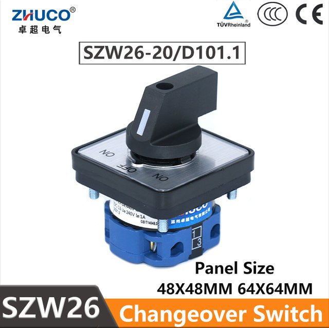 ZHUCO SZW26/LW26-20 Ein-Aus-Ein Stromversorgungsschalter 20A 660V 1-poliger 3-Gang Mechanischer Umschalter Universeller Nockenschalter für Motoren - Bild 1