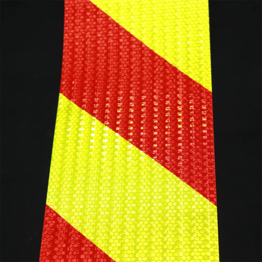 Reflektierendes Warnband Satop Cinta in Fluoreszierendem Gelb und Rot, Streifenmuster, Wasserdichtes Twill-Material, Breite: 10 cm, Länge: 5 m - Bild 3