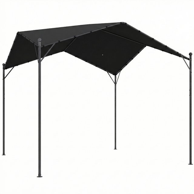 Outsunny Pergola Pavillon mit Satteldach in Dunkelgrau, wasserabweisender und winterfester Gartenpavillon für Terrasse und Garten, B/T: 300 x 300 cm - Bild 1
