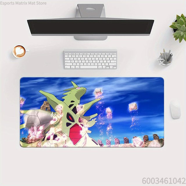 Potdemiel Gaming-Mauspad Pokemon Mega Tyranitar Crystal Power Scene Schreibtischunterlage, Mehrfarbig - Bild 1
